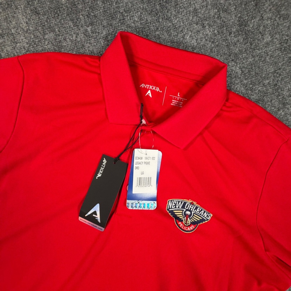 NEW Antigua New Orleans Pelicans Mens Large Red Polo Michelob Ultra NBA 0807